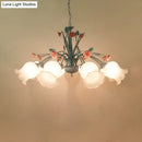 Turquoise & pink floral glass chandelier living room light 110v-120v