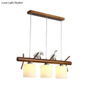 DecorBites™ White Glass LED Pendant Light with Resin Bird - Cylinder Restaurant Island Hanging Fixture
