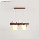 DecorBites™ White Glass LED Pendant Light with Resin Bird - Cylinder Restaurant Island Hanging Fixture