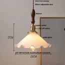 DecorBites™ White Glass LED Pendant Lights with Walnut Wood Details