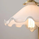 DecorBites™ White Glass LED Pendant Lights with Walnut Wood Details