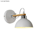 DecorBites™ White Metallic and Wood Wall Sconce for Bedroom - Simple Style, Bowl-Shaped Light Fixture.