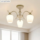 DecorBites™ White Opaline Glass Cone Ceiling Lamp - 6-Light Semi Flush Chandelier in Countryside Style - 18.5"/24.5" Width