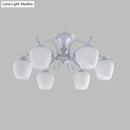 DecorBites™ White Opaline Glass Cone Ceiling Lamp - 6-Light Semi Flush Chandelier in Countryside Style - 18.5"/24.5" Width