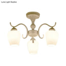 DecorBites™ White Opaline Glass Cone Ceiling Lamp - 6-Light Semi Flush Chandelier in Countryside Style - 18.5"/24.5" Width