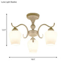 DecorBites™ White Opaline Glass Cone Ceiling Lamp - 6-Light Semi Flush Chandelier in Countryside Style - 18.5"/24.5" Width