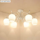 DecorBites™ White Opaline Glass Cone Ceiling Lamp - 6-Light Semi Flush Chandelier in Countryside Style - 18.5"/24.5" Width