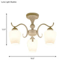 DecorBites™ White Opaline Glass Cone Ceiling Lamp - 6-Light Semi Flush Chandelier in Countryside Style - 18.5"/24.5" Width