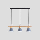 DecorBites™ Wood & Metal Macaron Bowl Pendant Light with 3 Lights for Island, Electric Socket