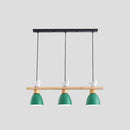 DecorBites™ Wood & Metal Macaron Bowl Pendant Light with 3 Lights for Island, Electric Socket