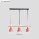 DecorBites™ Wood & Metal Macaron Bowl Pendant Light with 3 Lights for Island, Electric Socket