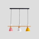 DecorBites™ Wood & Metal Macaron Bowl Pendant Light with 3 Lights for Island, Electric Socket