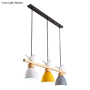 DecorBites™ Wood & Metal Macaron Bowl Pendant Light with 3 Lights for Island, Electric Socket
