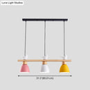 DecorBites™ Wood & Metal Macaron Bowl Pendant Light with 3 Lights for Island, Electric Socket