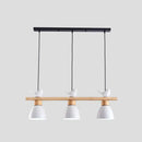 DecorBites™ Wood & Metal Macaron Bowl Pendant Light with 3 Lights for Island, Electric Socket