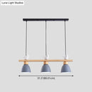 DecorBites™ Wood & Metal Macaron Bowl Pendant Light with 3 Lights for Island, Electric Socket