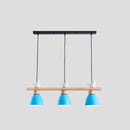 DecorBites™ Wood & Metal Macaron Bowl Pendant Light with 3 Lights for Island, Electric Socket