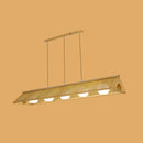 DecorBites™ Wooden Asian Triangle Island Pendant Light in Natural Wood Finish