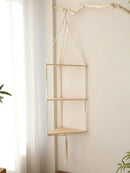 DecorBites™ Wooden Corner Shelf with Macrame - Boho Wall Decor