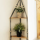 DecorBites™ Wooden Corner Shelf with Macrame - Boho Wall Decor