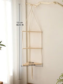 DecorBites™ Wooden Corner Shelf with Macrame - Boho Wall Decor