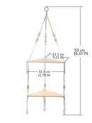 DecorBites™ Wooden Corner Shelf with Macrame - Boho Wall Decor