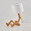 DecorBites™ Wooden Robot Shape Creative Table Lamp Indoor Study Fashion Reading Desk Lamp Nordic Modern Desktop Decorative Night Light