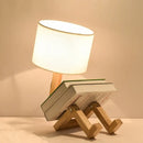 DecorBites™ Wooden Robot Shape Creative Table Lamp Indoor Study Fashion Reading Desk Lamp Nordic Modern Desktop Decorative Night Light