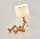 DecorBites™ Wooden Robot Shape Creative Table Lamp Indoor Study Fashion Reading Desk Lamp Nordic Modern Desktop Decorative Night Light