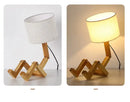 DecorBites™ Wooden Robot Shape Creative Table Lamp Indoor Study Fashion Reading Desk Lamp Nordic Modern Desktop Decorative Night Light