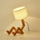 DecorBites™ Wooden Robot Shape Creative Table Lamp Indoor Study Fashion Reading Desk Lamp Nordic Modern Desktop Decorative Night Light