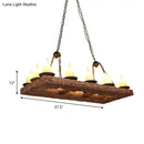 DecorBites™ Yellow Wood Island Pendant Light with 14 Bulbs - Warehouse Style