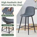 Dark Gray Linen Fabric Bar Chair Set - Two Pieces, Rounded Backrest, Metal Legs, Multiple Colors