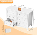 White Six Drawer Dresser Grooved Front ContouredProfile