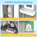Gray Cedar Outdoor Playhouse With Realistic Kitchen