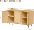 Natural Finish Buffet Cabinet Pair With Rattan Doors