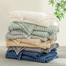 Deep blue bamboo cotton waffle blanket bedroom lightweight throw