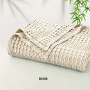 Deep blue bamboo cotton waffle blanket bedroom lightweight throw