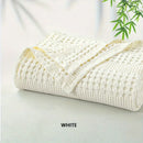 Deep blue bamboo cotton waffle blanket bedroom lightweight throw