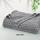 Deep blue bamboo cotton waffle blanket bedroom lightweight throw