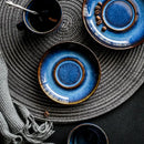 Deep blue glossy ceramic espresso coffee cup saucer set dining room
