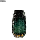 Deep green & amber textured glass vase living room table decor
