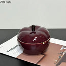 Deep red ceramic apple ashtray with lid for living room decor