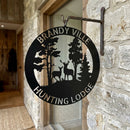 Custom Metal Wall Art - Personalized Deer Forest Monogram Sign