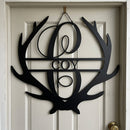 Custom Metal Wall Art - Personalized Deer Antler Monogram Sign