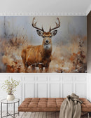 Rustic Deer in Woods Wallpaper Mural.