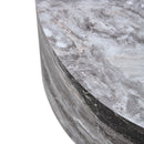 Simple Grey Marble Textured Cylindrical Coffee Table, Industrial Style MDF Living Room Furniture, 27.5-Inch Diameter.12 inch height,Suitable for industrial style living rooms.