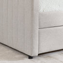 Full Size Daybed with Trundle Upholstered Sofa Bed, with Vertical Stripes, Linen Fabric, Beige (82.5'x58'x30')