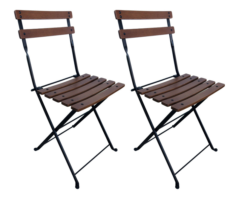 Dijon Folding Chair - Stackable -European Chestnut Wood Clear Coated Slats - Set of two