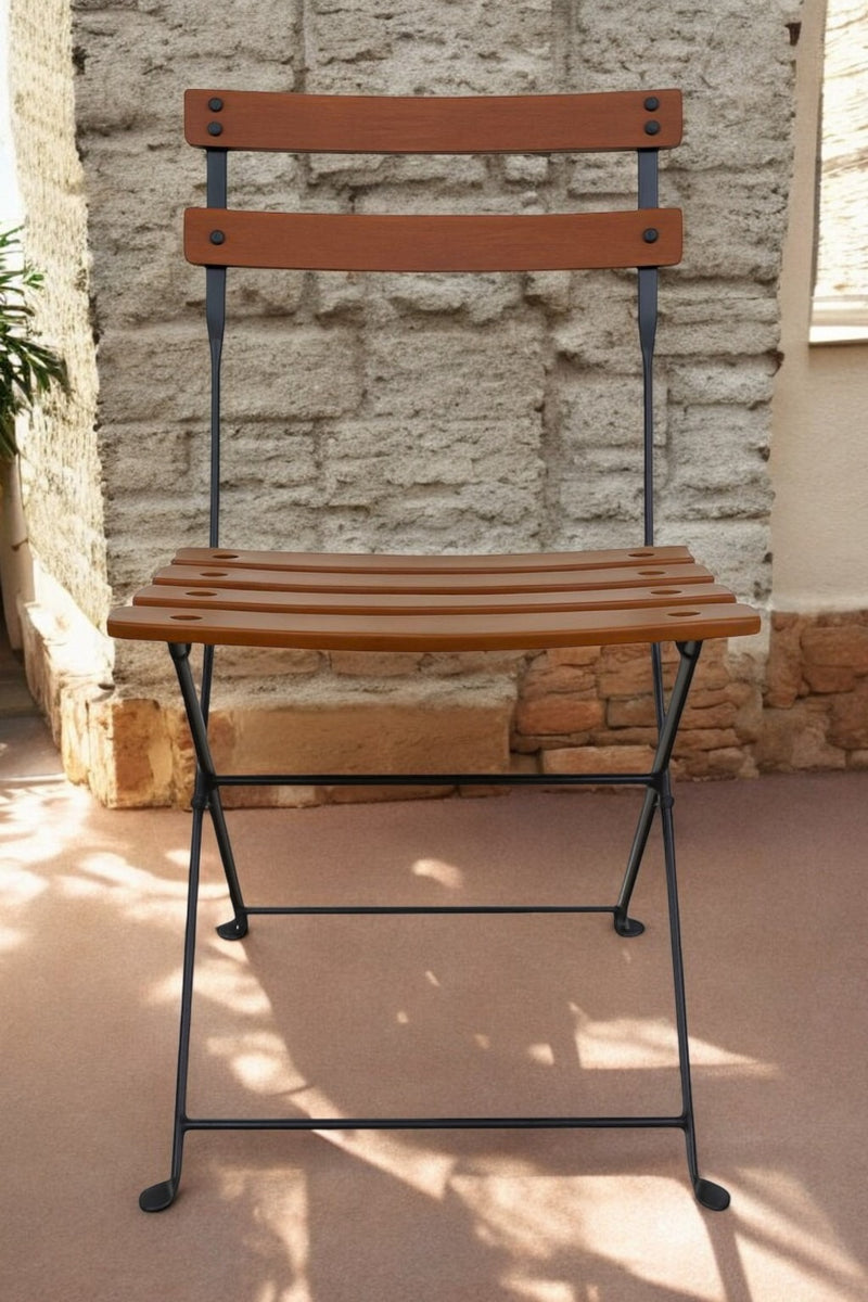 Dijon Folding Chair - Stackable -European Chestnut Wood Clear Coated Slats - product shot